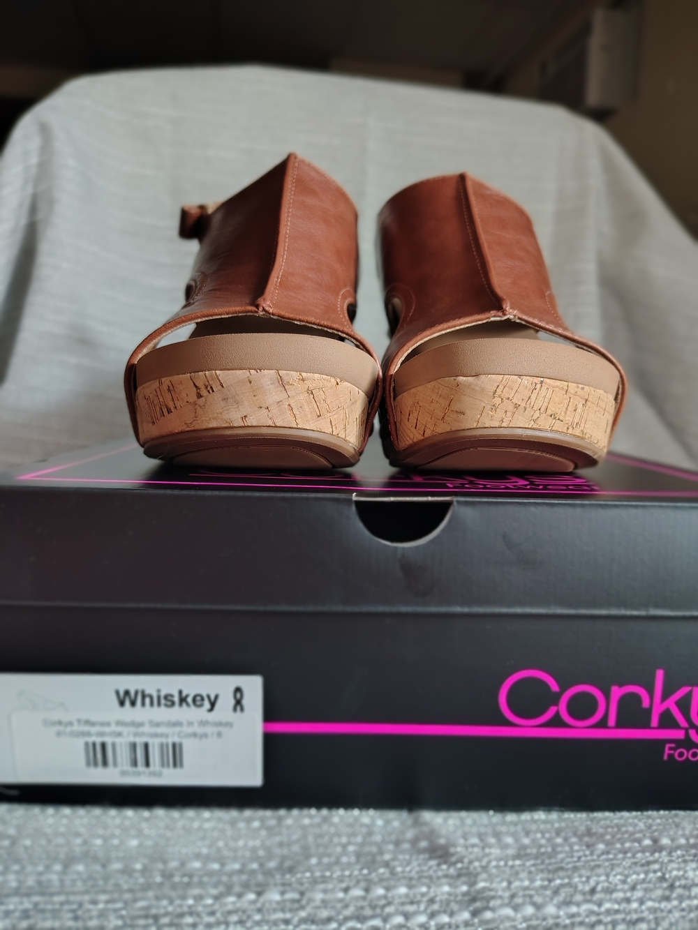Corkys Tiffanee Whiskey Brown Studded Cork Platform Slingback Sandals Size 8 NIB - Picture 3 of 7
